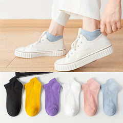 6 Pairs Solid Sports Socks Low Cut Soft Lightweight Women's Stockings