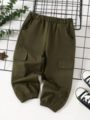 Boys Elastic Waist Cargo Jogger Pants with Pocket