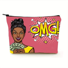 Cartoon Girl Printed Makeup Bag Travel Toiletry Bag