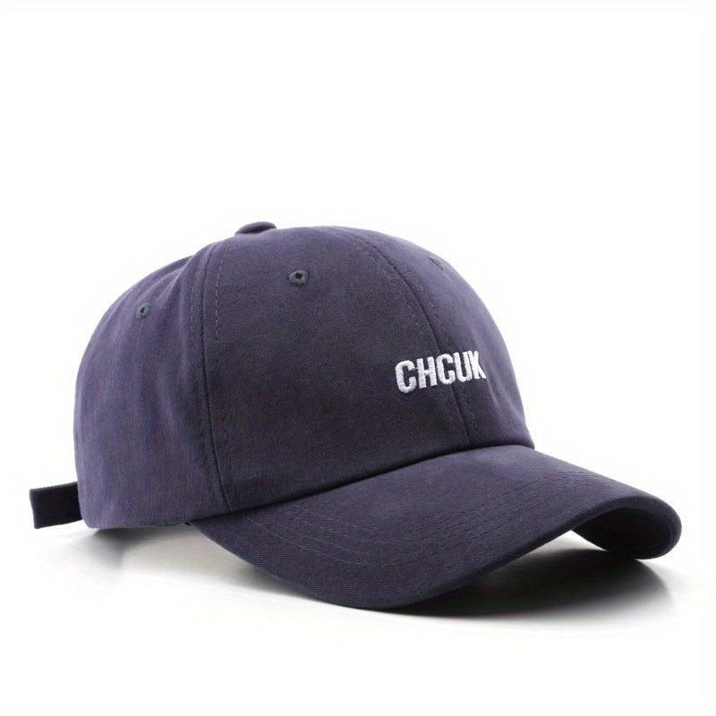 CHCUK Embroidery Cotton Baseball Cap Unisex Solid Block Couple Sun Hat