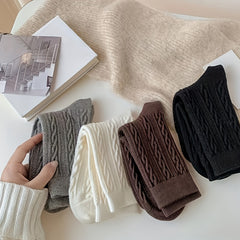 8 Pairs Twist Textured Socks Soft Mid Tube Socks Women's Stockings