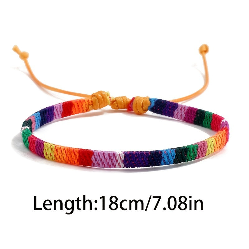 Colorful Bohemian Linen Woven Friendship Bracelet