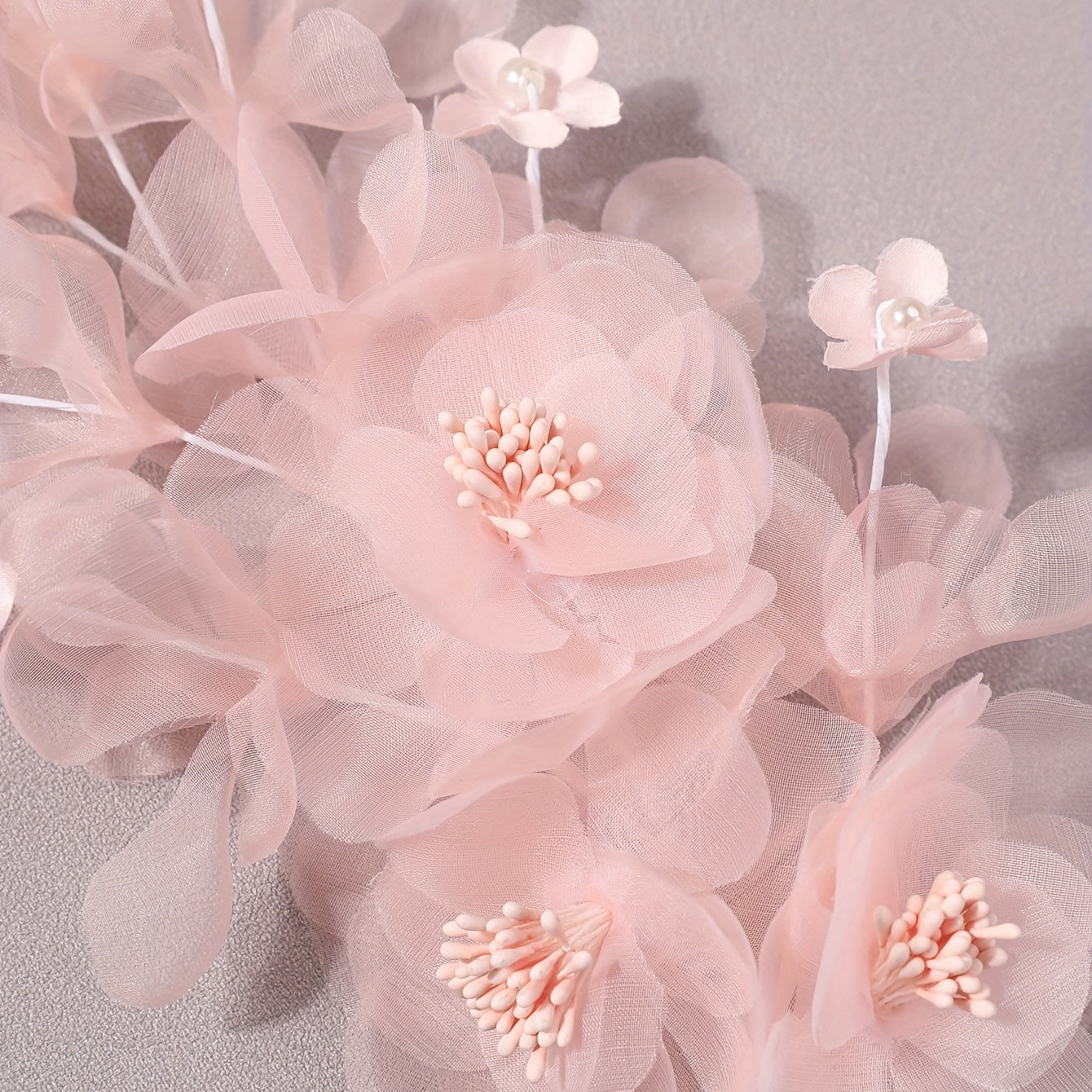 Salmon Pink Flower Hair Clip Large Mesh Flower Duck Billed Clip