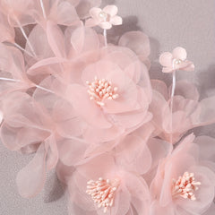 Salmon Pink Flower Hair Clip Large Mesh Flower Duck Billed Clip