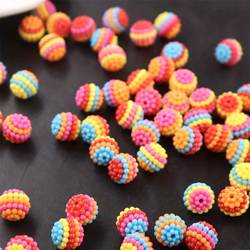 20pcs 30pcs 14mm Straight Hole Block Plum Ball Beads Rainbow DIY Bracelet