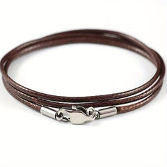 Men 3mm Wax Cord Choker Necklace Stainless Steel Clasp 16