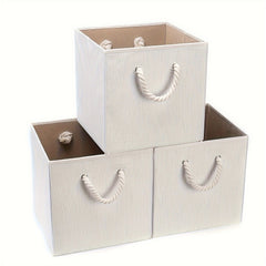 Storage Box w/ Rope Handle Clothes Basket Bedroom Dorm Organization