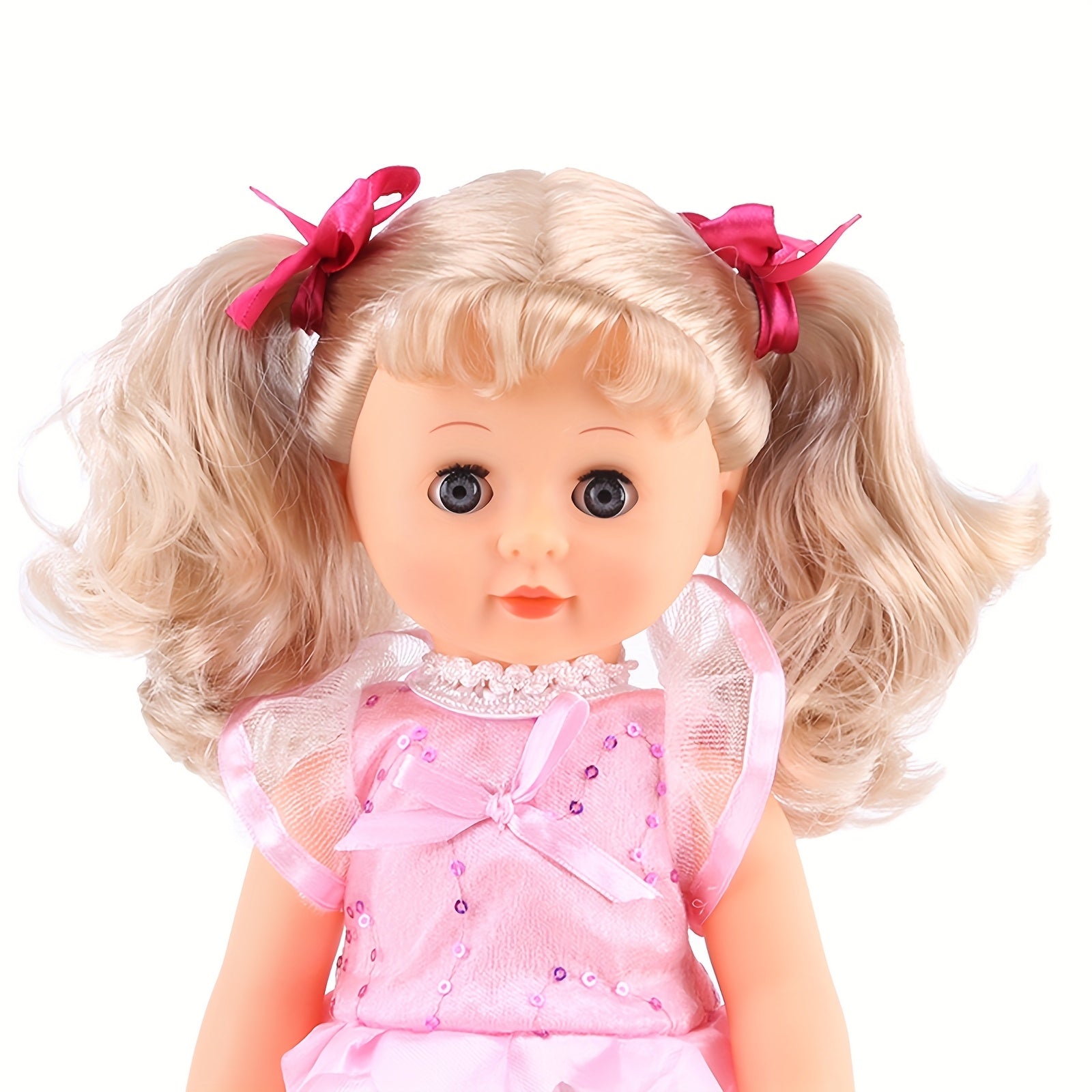 13" Interactive Walking & Singing Doll Pink Dress Red Bow 3 in 1 Functi