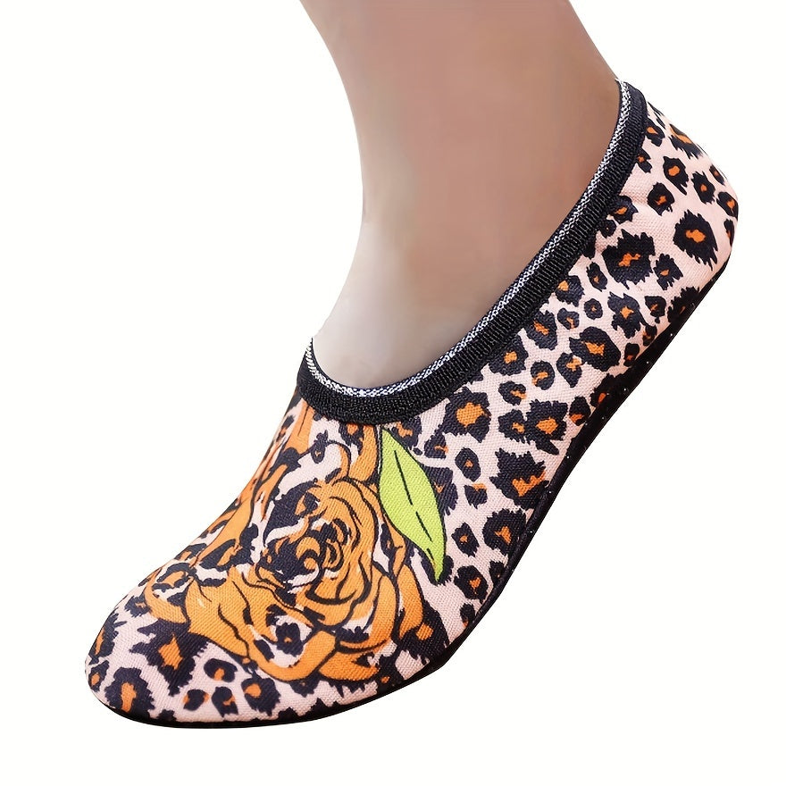 Letter & Leopard Print Low Cut Socks
