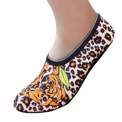 Letter & Leopard Print Low Cut Socks