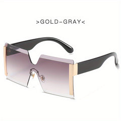 Geometric Frame Sunglasses Gradient Oversized Polarized Glasses