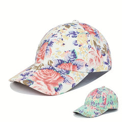 Flower Print Baseball Cap Sunscreen Dad Hat Outdoor Sun Hats Women