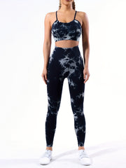 Tie Dye Yoga Set with Butt Lifting Leggings & Sports Bra