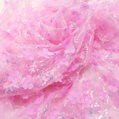 1yard 3D Flower Tulle Fabric Wedding Sewing For Decor Clothes Crafts