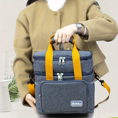 Stylish Insulated Lunch Bag Double Layer Waterproof Large Capacity