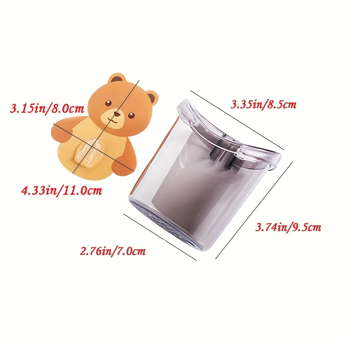 Bear Toothbrush Holder Wall Mounted Storage Box for Toothpaste and Toothbrushes