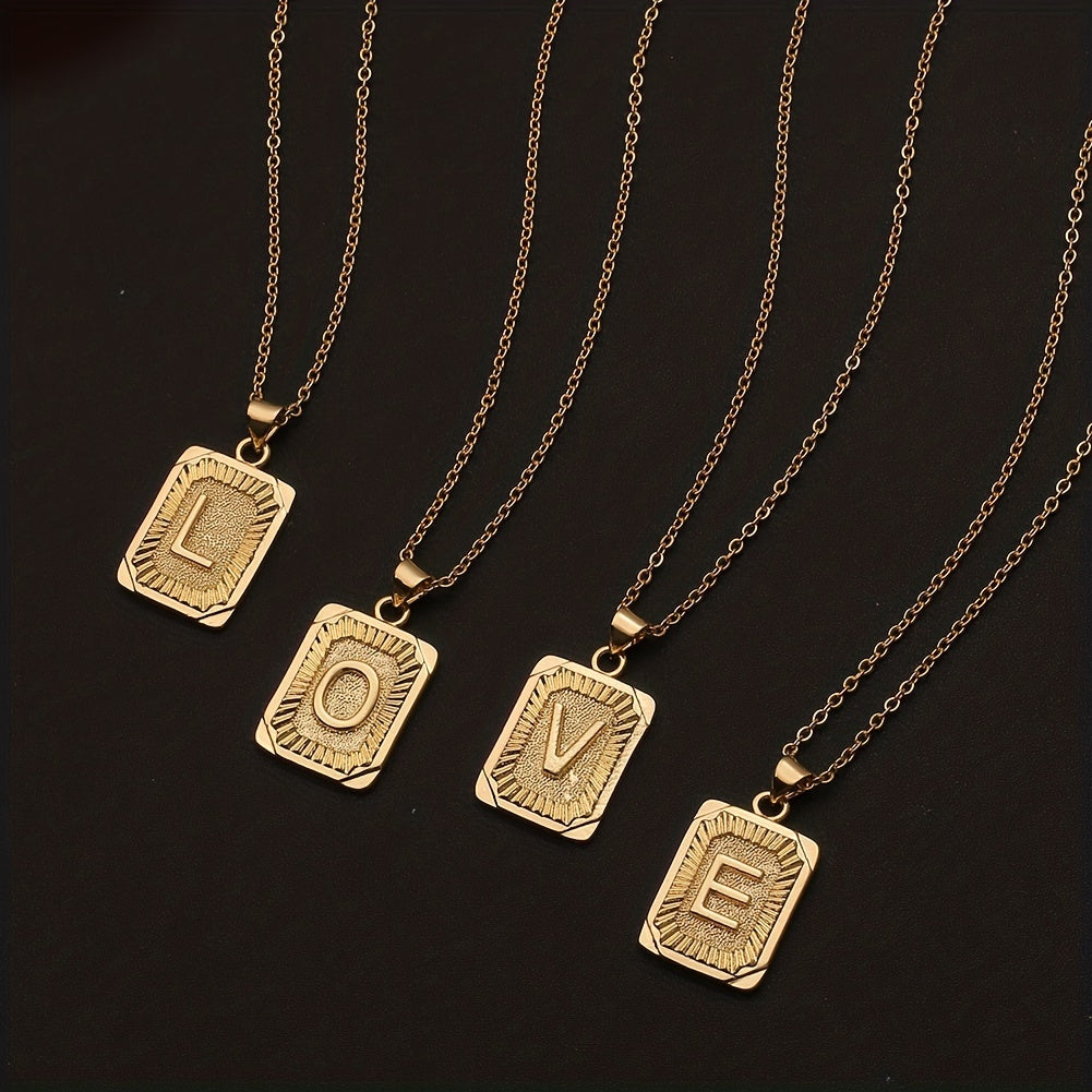 18K Plated Initial Letter Pendant Necklace For Women Men