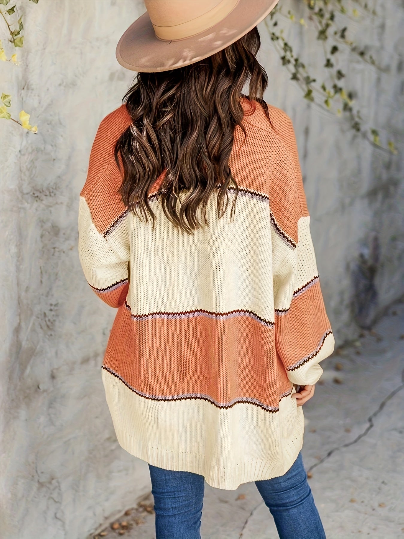  Lantern Sleeve Open Front Knit Cardigan