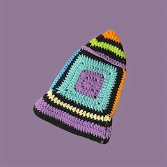 Classic Block Bucket Hats Hollow Crochet Cloche Hats Vintage Beanie