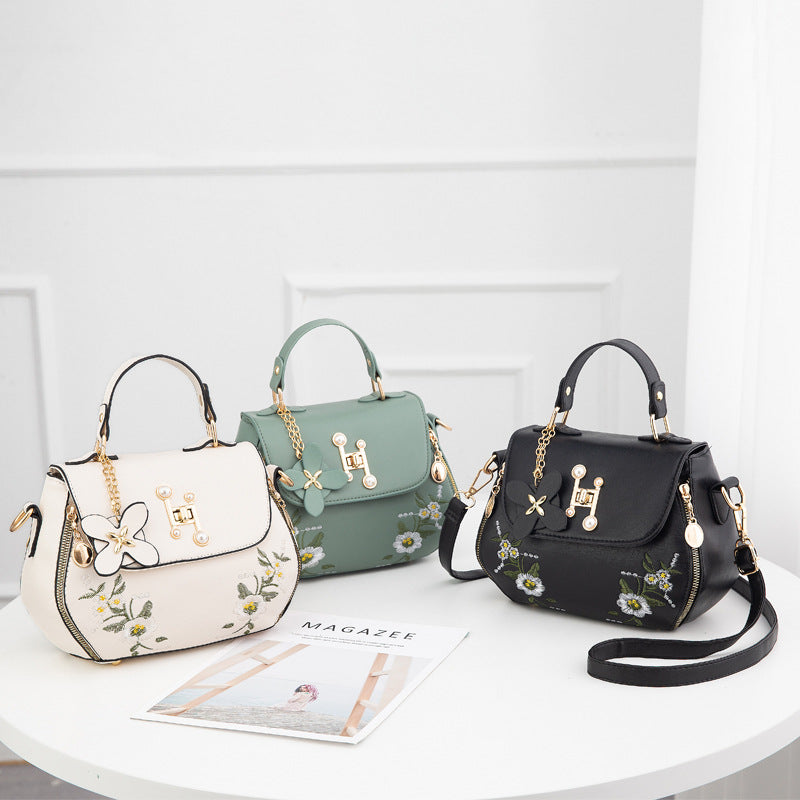 Floral Pattern Shoulder Bag Stylish Small Faux Leather Purse
