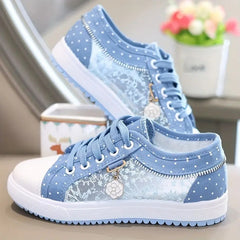 Stylish Mesh Embroidery Sneakers with Metal Flower Decor