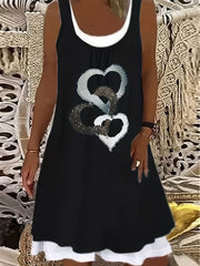  Heart Print Tank Dress