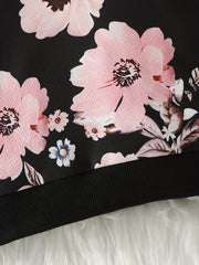 2pc Baby Girls Flower Print Hoodie Pants Set
