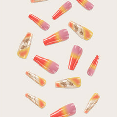 24 pcs Full Cover Coffin Press On Nails Stylish Durable Acrylic Nails Designs