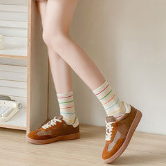 3 Pairs Polka Dot & Stripe Print Socks Women's Stockings