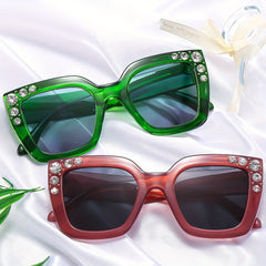 Men's Large Frame Diamond Studded Square Sunglasses Stylish Cat Eye Design