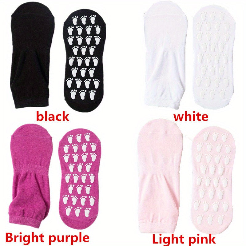 4 Pairs Cozy Yoga Socks Low Cut Anti-Slip Gripper Socks