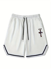 Men's Streetwear Letter Drawstring Shorts for Workout Fitness Summer
