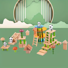 Chinese Style Bamboo Forest Building Blocks - Panda Element Model