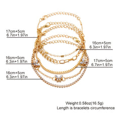 Golden Chain Butterfly Rhinestone Bracelet Set