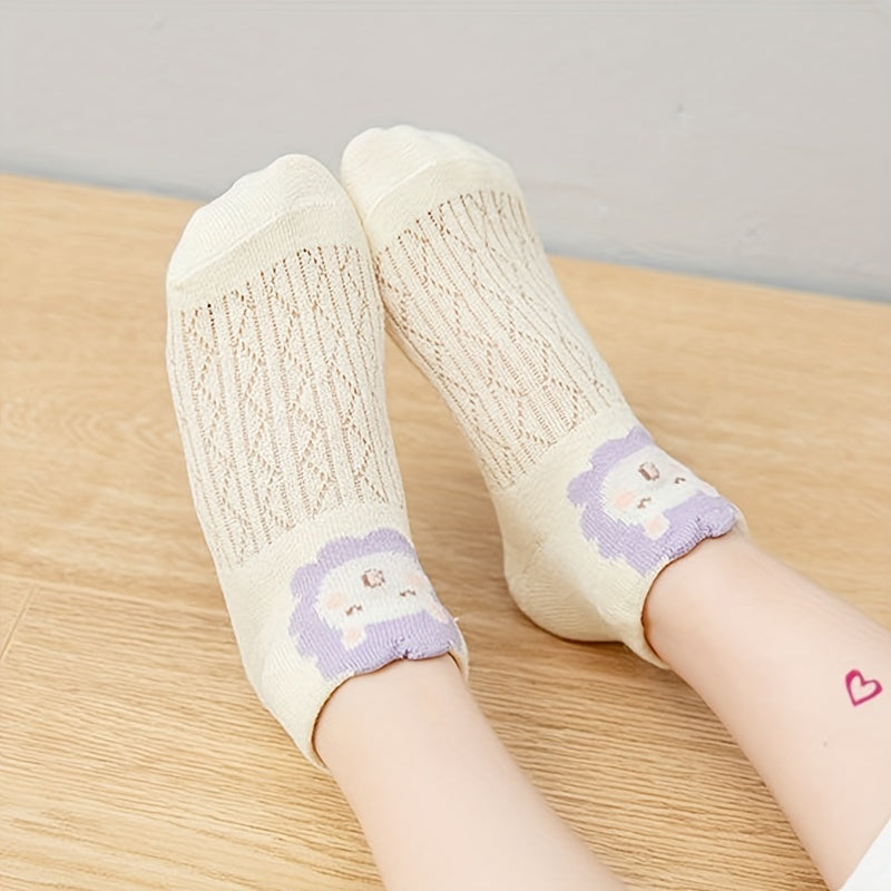 5 Pairs Baby Girls Kids Mesh Breathable Cartoon Socks