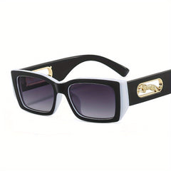 Square Frame Sunglasses Leopard Hollow Temple Eyewear UV400