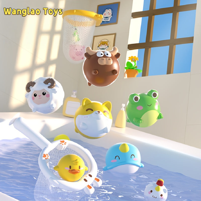 Net Catch Animal Bath Toy Floating Bathroom Play Toy PVC Toy