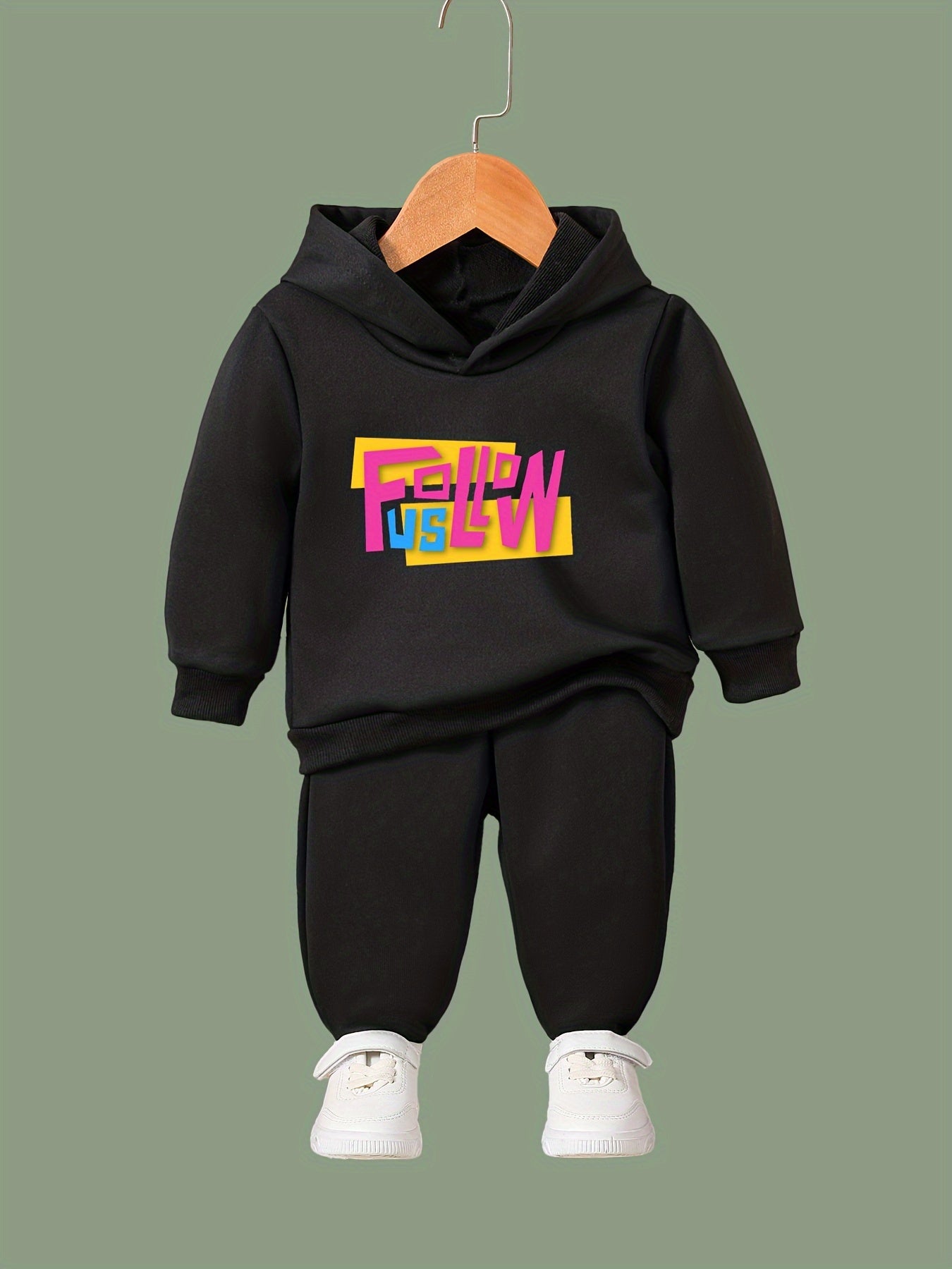Girls Boys 2pcs Hooded Pullover Pants Set For Spring Fall
