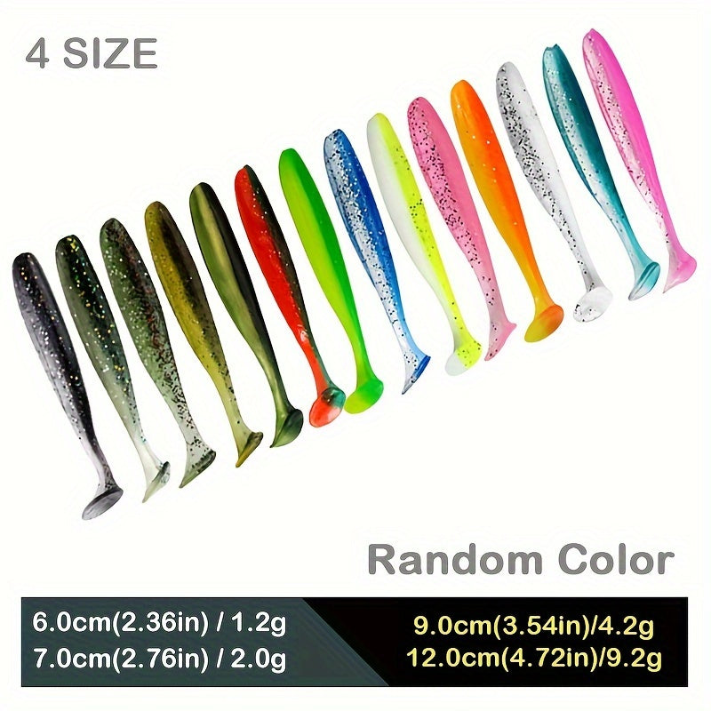 50pcs Paddle Tail Swimbaits Soft Fishing Lures Kit Bass Fishing Bait