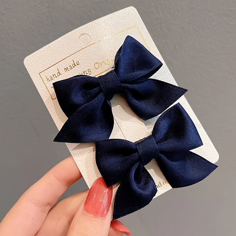 2pcs Girls Mesh Satin Bow Hair Clip Hairpin Side Clip Headwear Hair Accessories