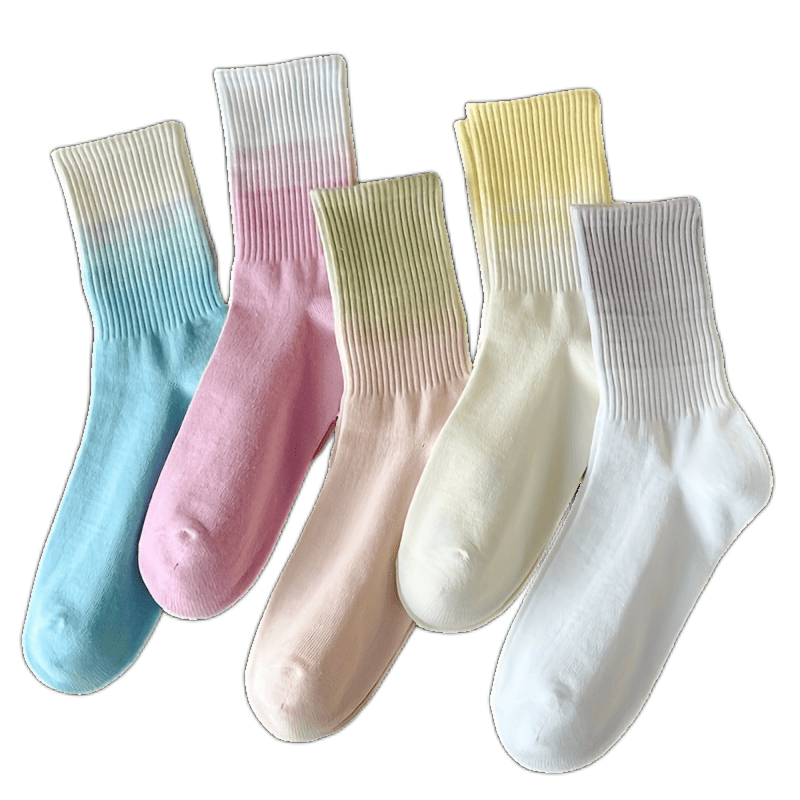 Gradient Ribbed Socks Soft Mid Tube Women's Stockings & Hosiery
