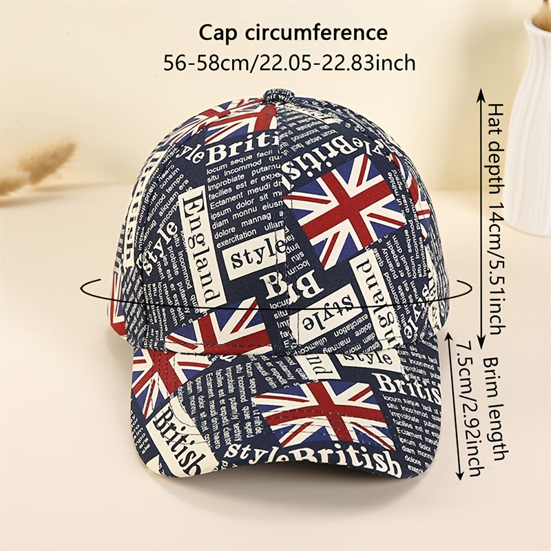 British Flag Print Baseball Cap Vintage Dad Hats Casual Unisex Hip Hop Sun Hats