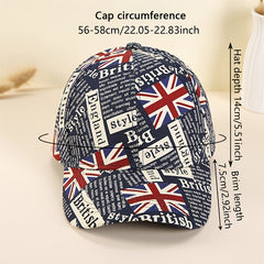 British Flag Print Baseball Cap Vintage Dad Hats Casual Unisex Hip Hop Sun Hats