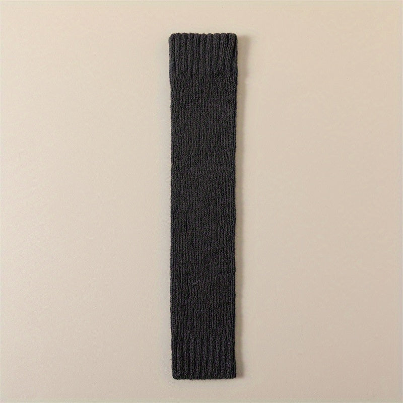 Solid Rib Knit Leg Warmers All-match Knee High Socks Women's Stockings