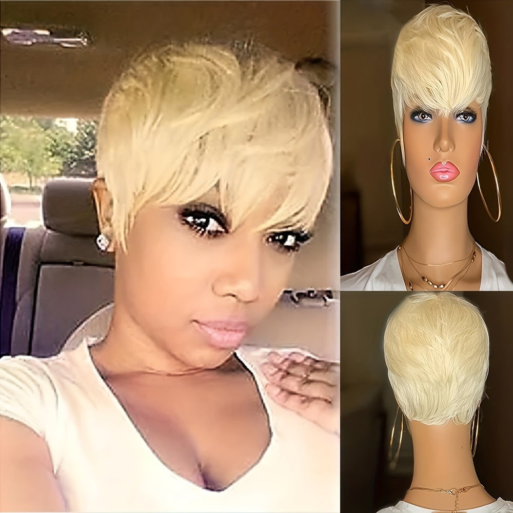 Short Pixie Wig With Bang Synthetic Fiber Women Daily Party Decors