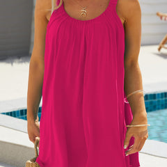  Solid Ruched Mini Cami Dress