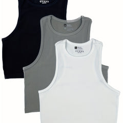 3 Pcs Sleeveless Ribbed Tank Top for Women's Activewear