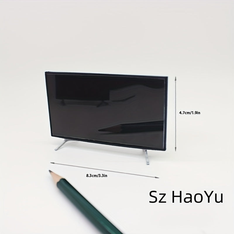 1:12 Scale Plastic Mini TV Model with Stand for Dollhouse Renovation
