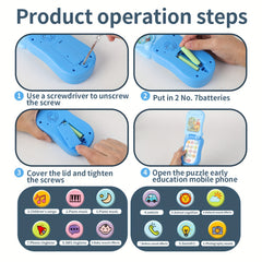 Interactive Cartoon Music Flip Phone Toy for Kids Lights & Sounds