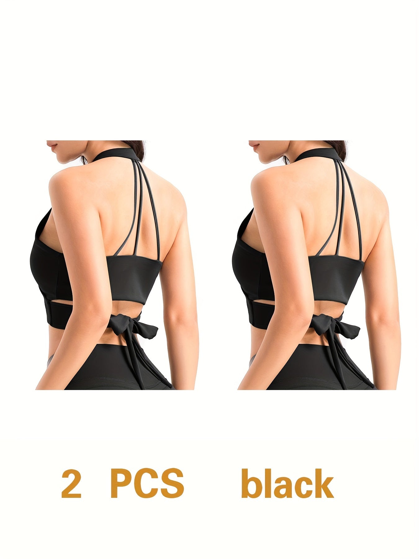 2pcs Wireless Bras Criss Cross Strappy Cut Out Yoga Bra Women's Lingerie